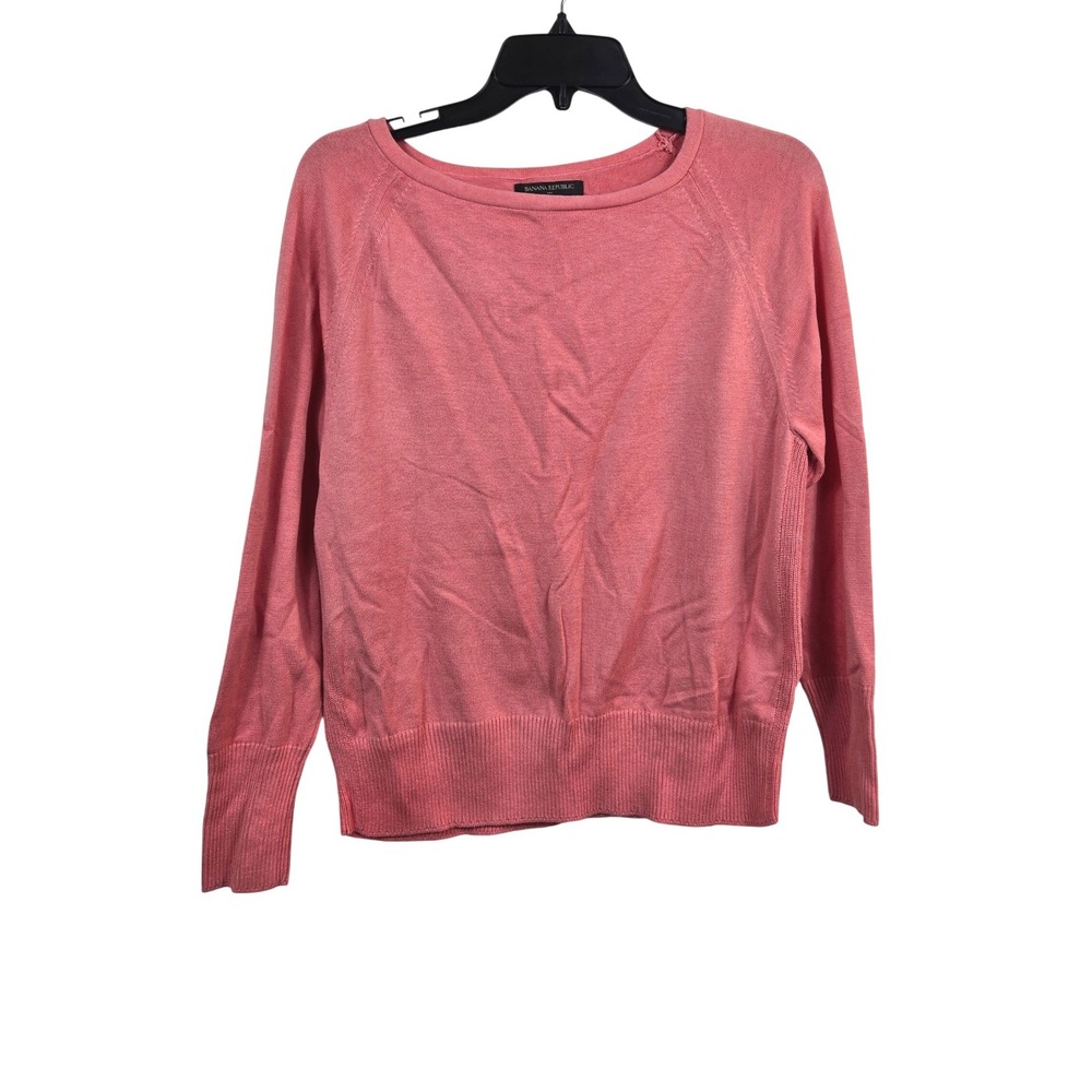 Banana Republic Womens Coral Pink Boatneck Preppy Lightweight Knit Sweater Small